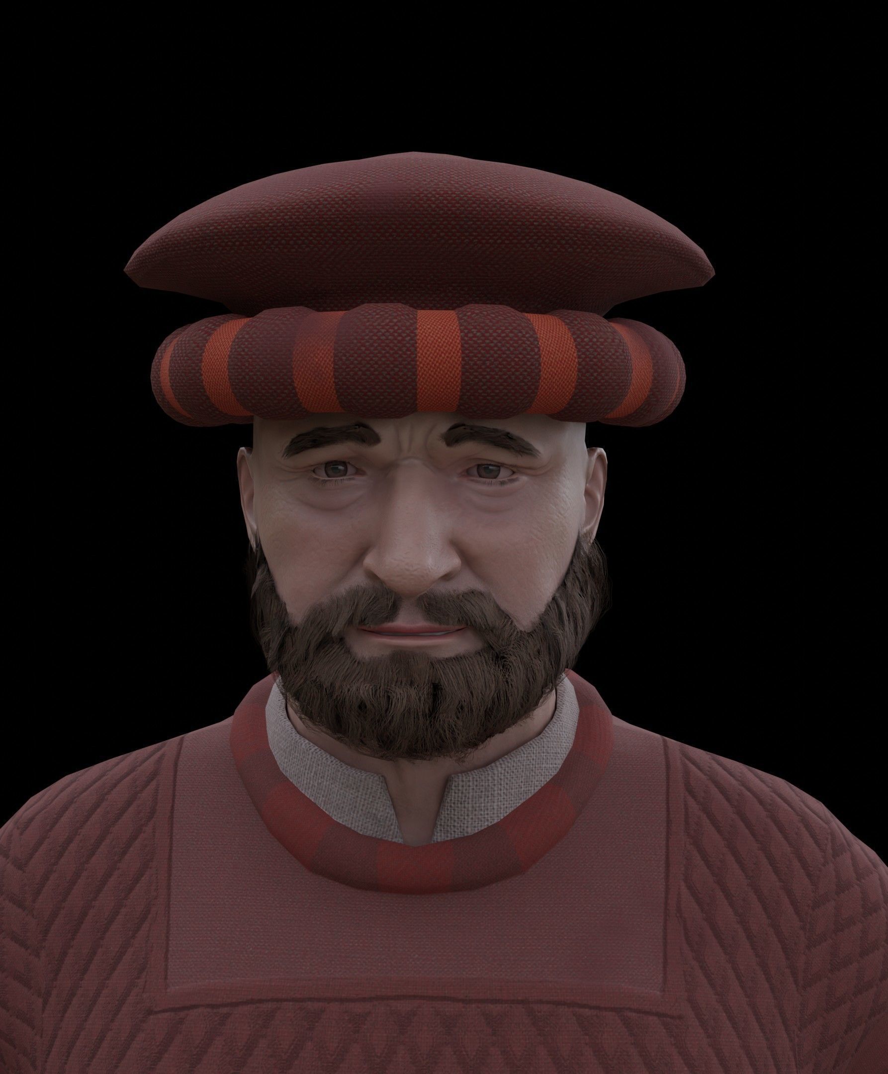Medieval Old man Low-poly 3D model_30