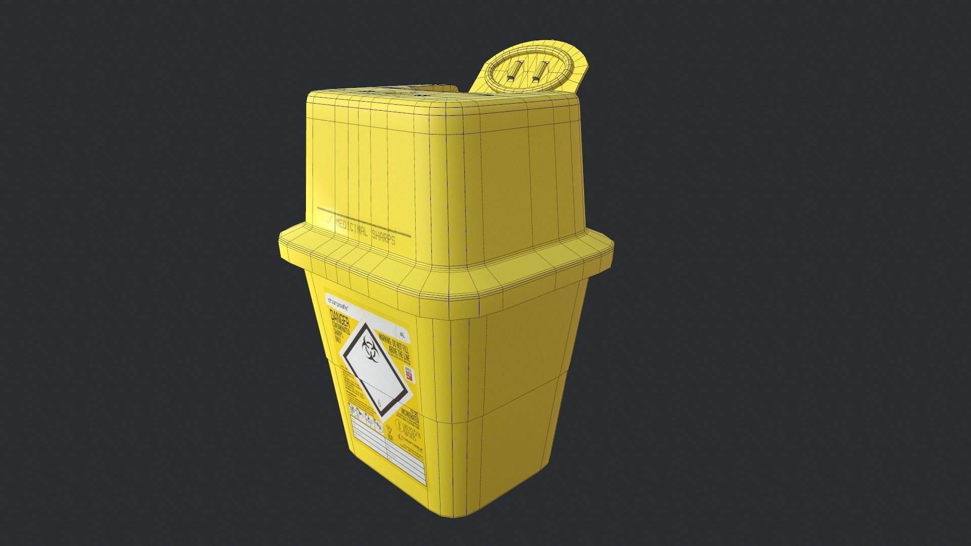 Sharps bin Low-poly 3D model_3