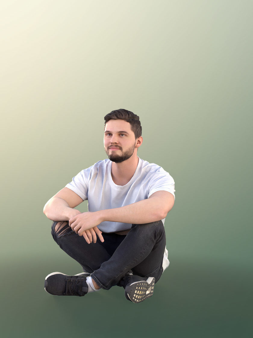 Rick 10702 - Young Man Sitting On The Ground With Crossed Legs 3D model_2