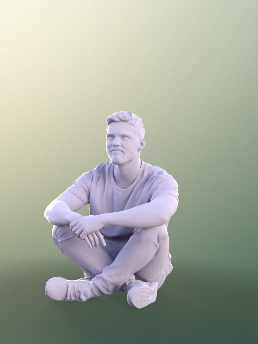 Rick 10702 - Young Man Sitting On The Ground With Crossed Legs 3D model_4