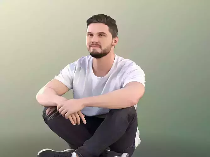 Rick 10702 - Young Man Sitting On The Ground With Crossed Legs 3D model