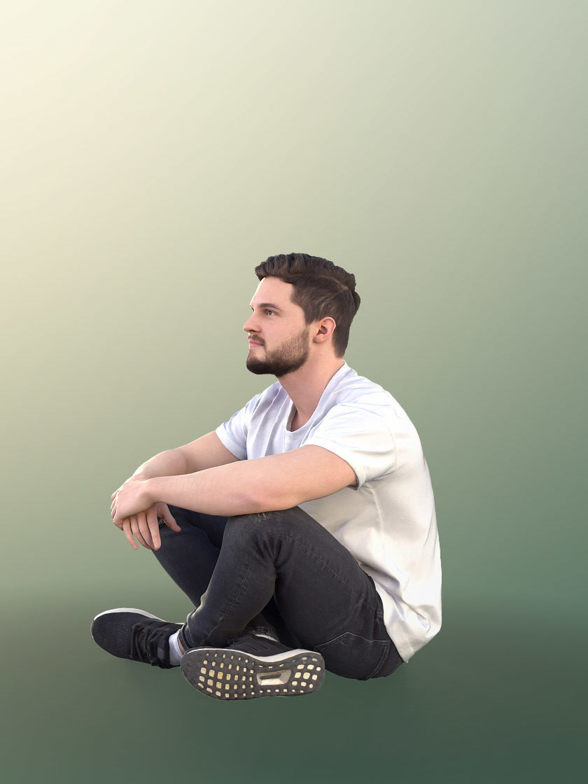 Rick 10702 - Young Man Sitting On The Ground With Crossed Legs 3D model_3
