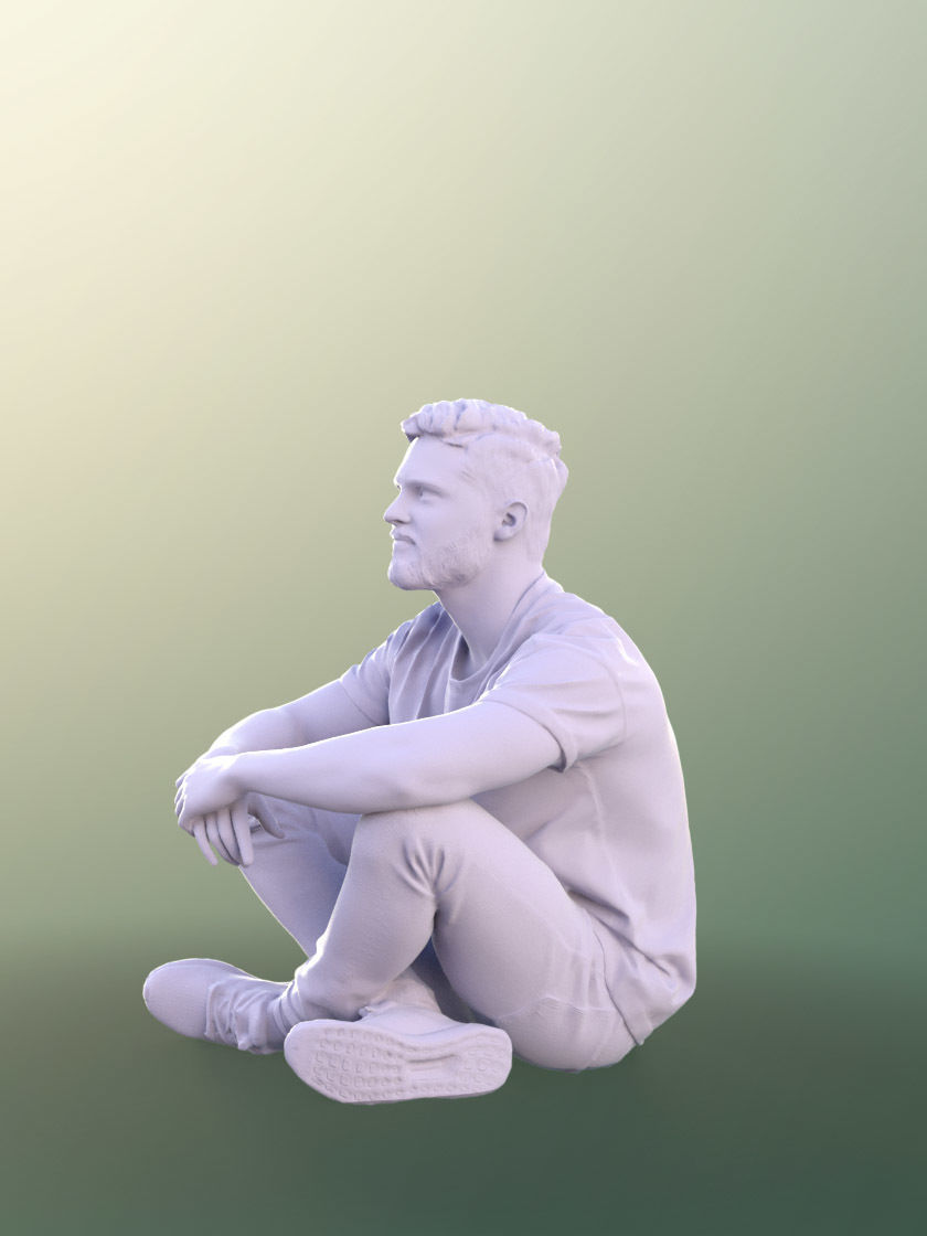 Rick 10702 - Young Man Sitting On The Ground With Crossed Legs 3D model_5