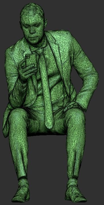 Sitting businessman with smartphone 290 Low-poly 3D model_6