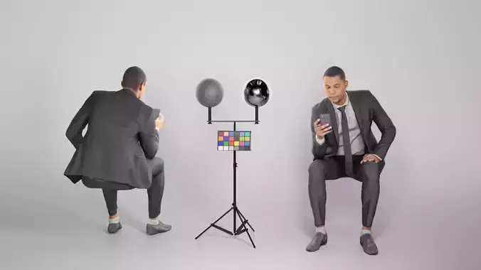 Sitting businessman with smartphone 290 Low-poly 3D model