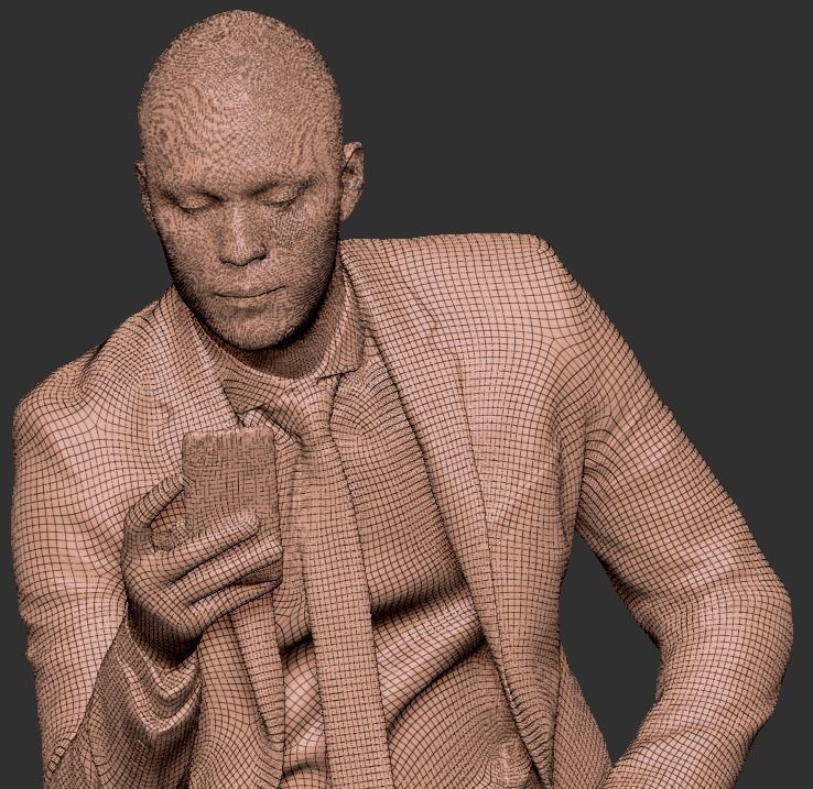 Sitting businessman with smartphone 290 Low-poly 3D model_5