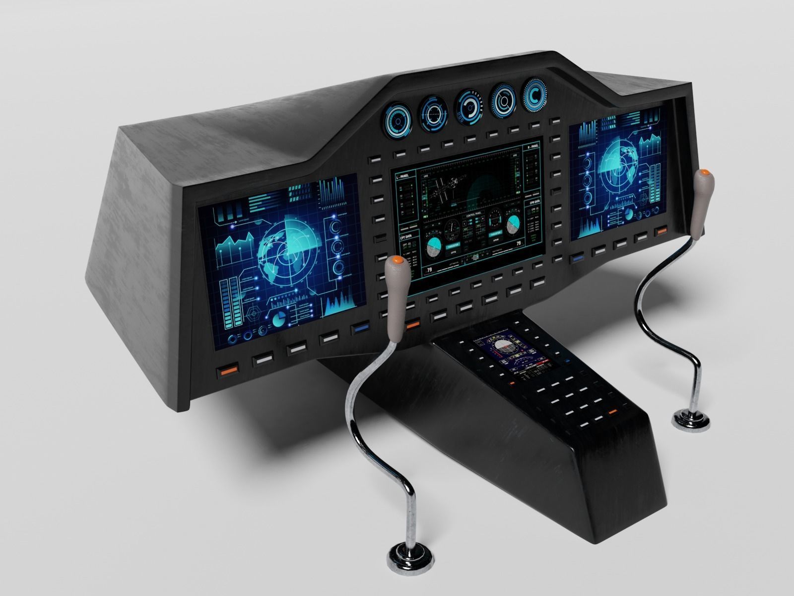 Aircraft cockpit control panel 3D model_2