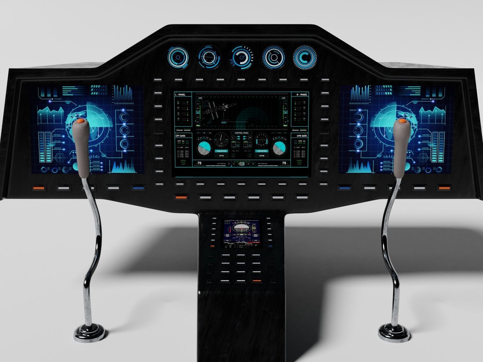 Aircraft cockpit control panel 3D model_1
