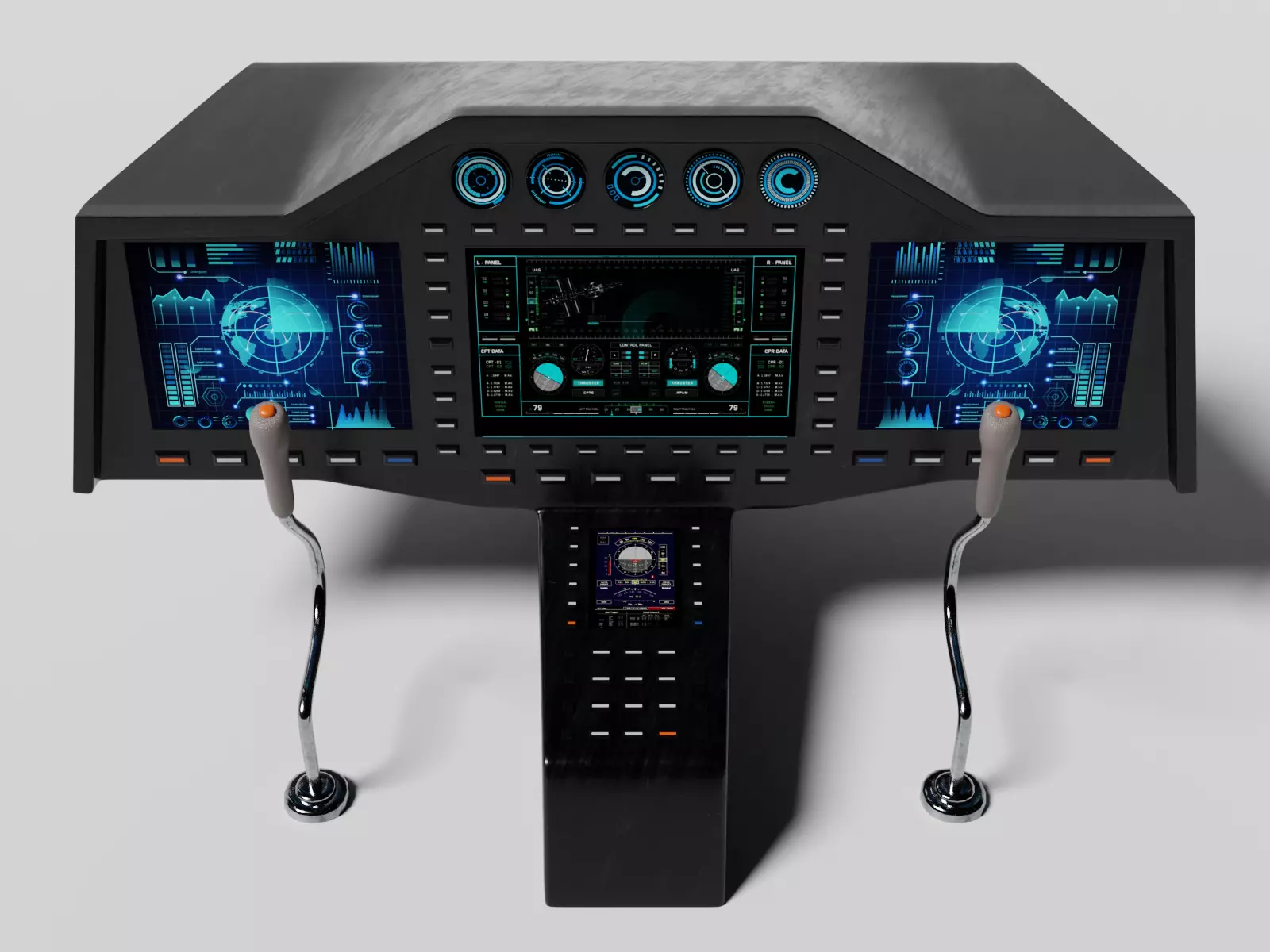 Aircraft cockpit control panel 3D model_0