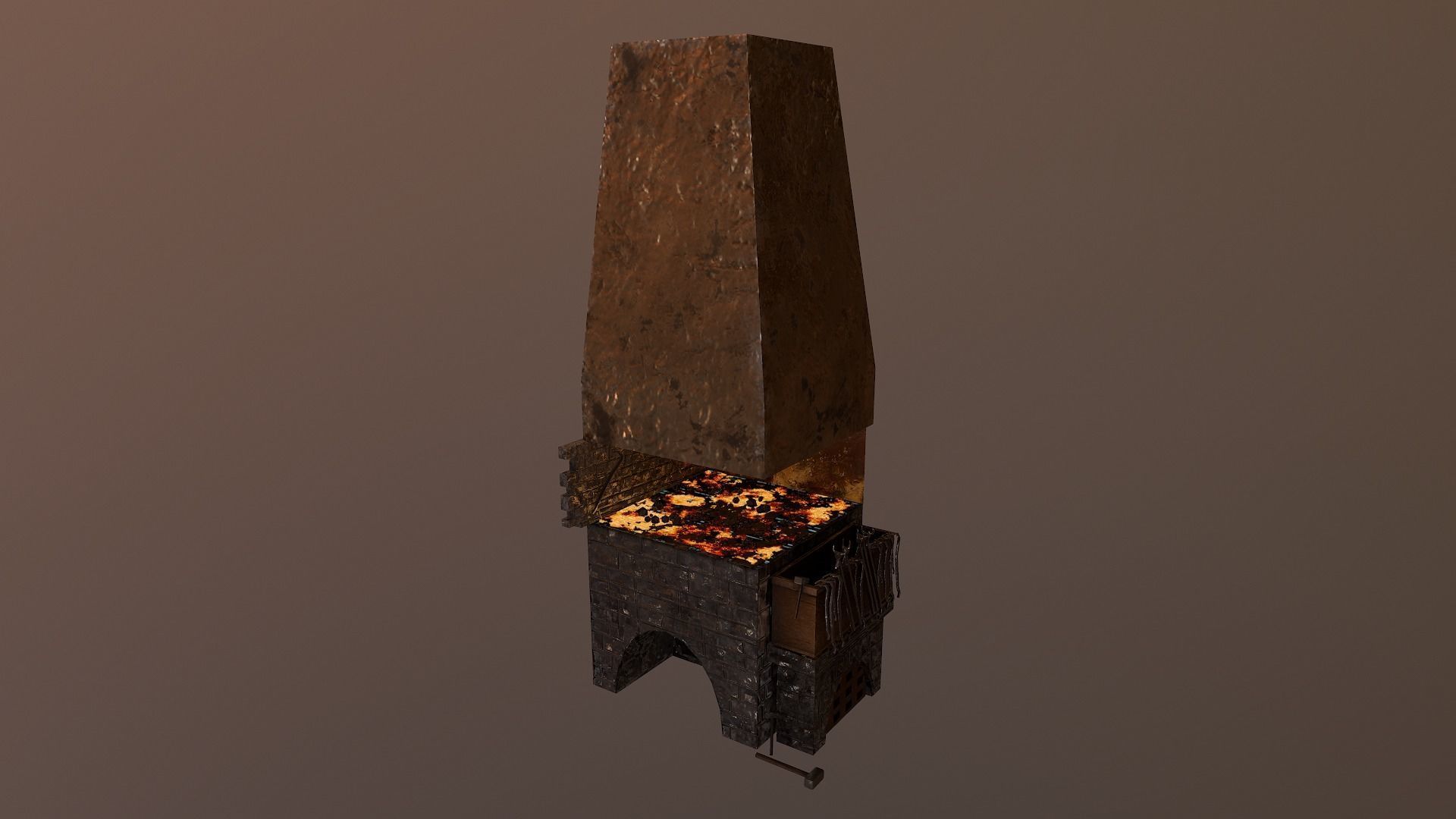 Forge chimney with fire in it Low-poly 3D model_12