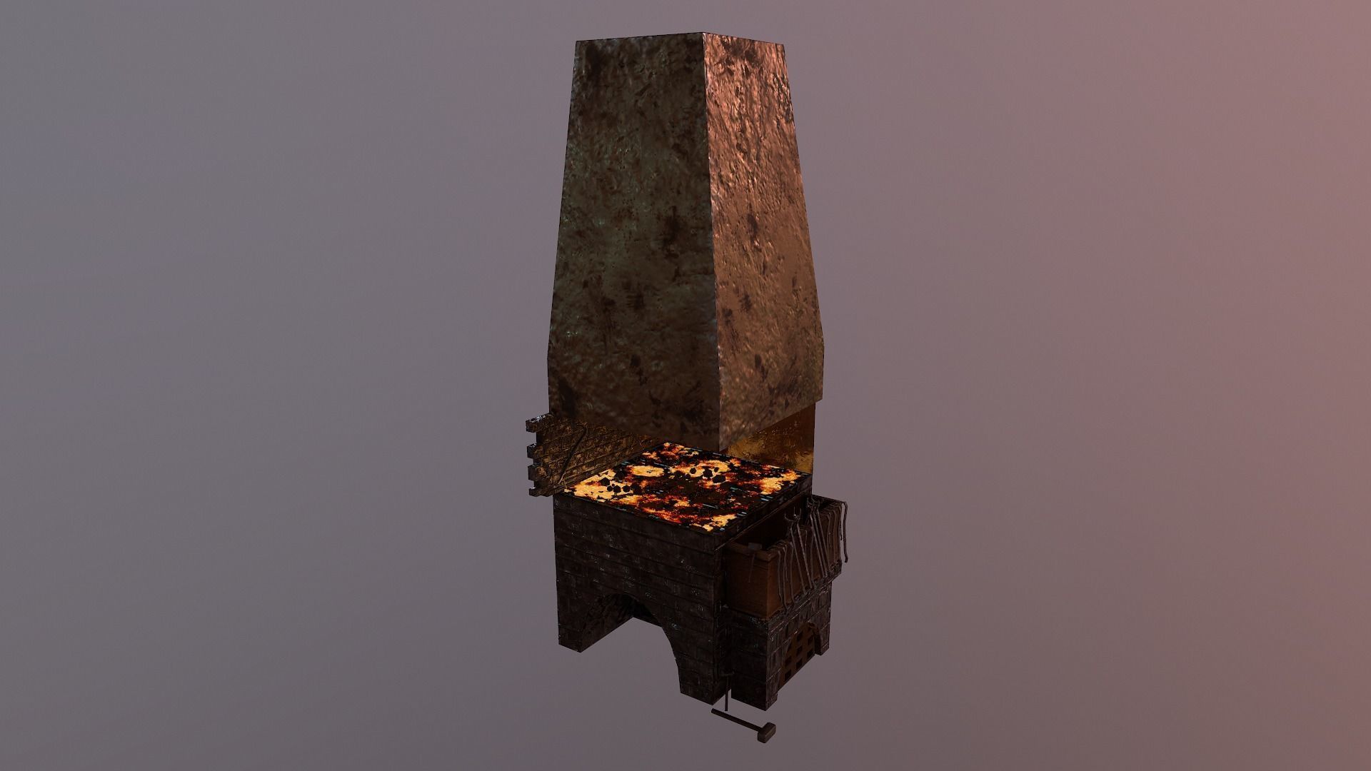 Forge chimney with fire in it Low-poly 3D model_17