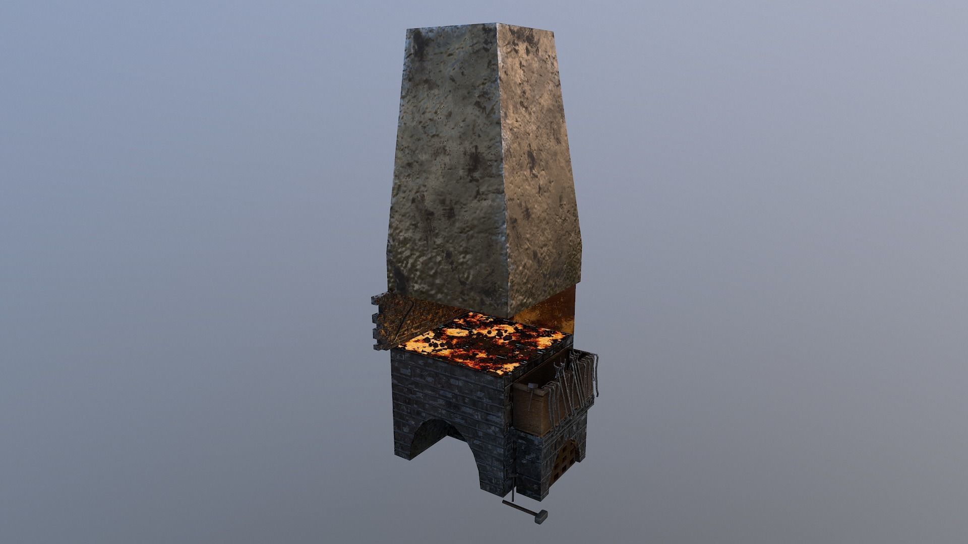 Forge chimney with fire in it Low-poly 3D model_16