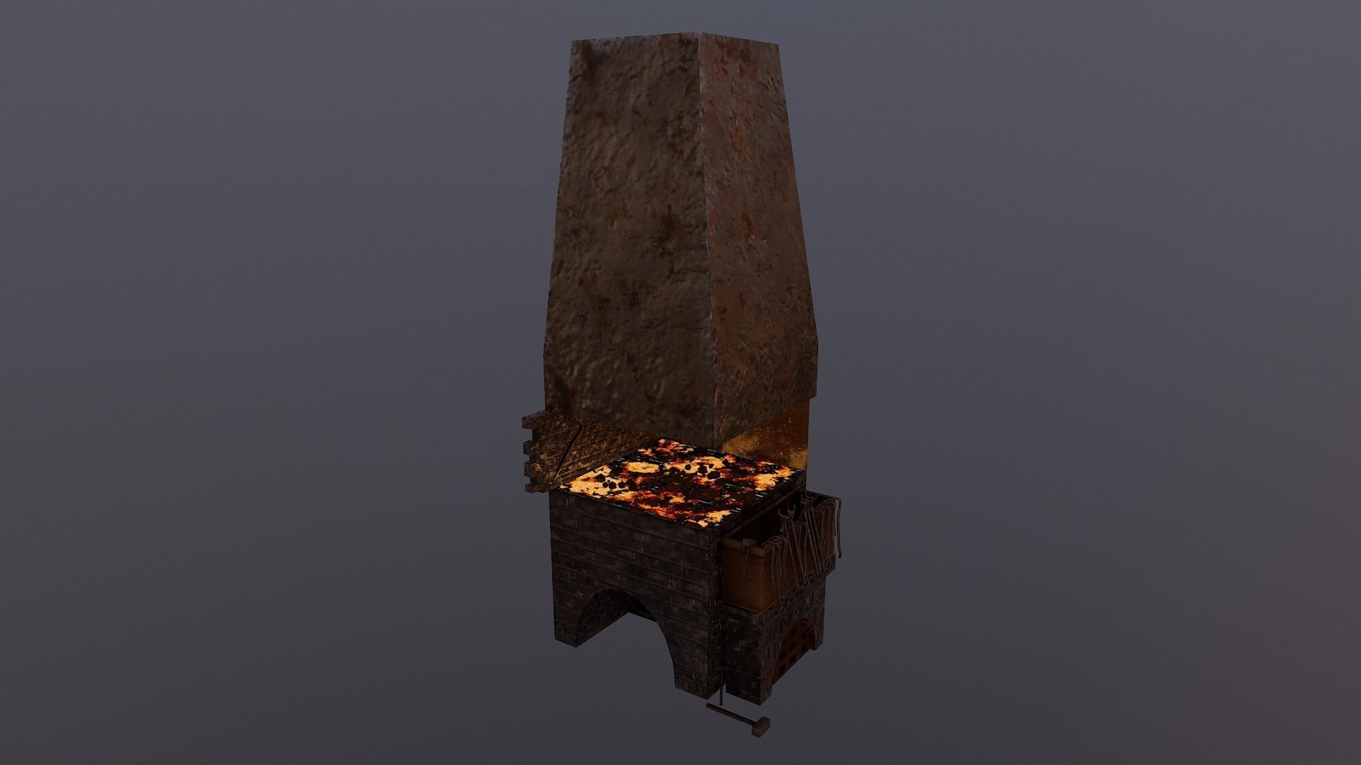Forge chimney with fire in it Low-poly 3D model_15