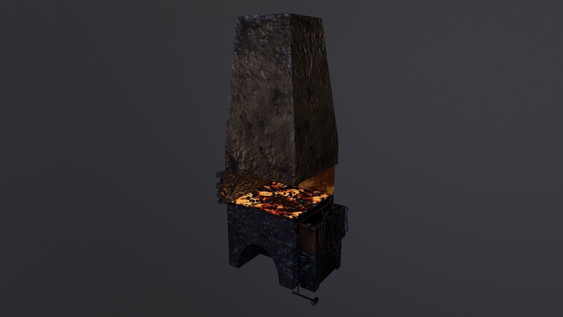 Forge chimney with fire in it Low-poly 3D model_10