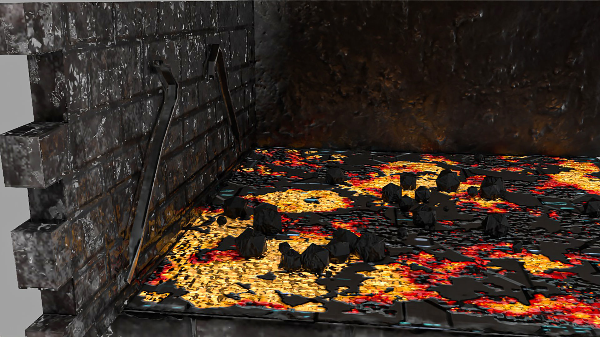 Forge chimney with fire in it Low-poly 3D model_5