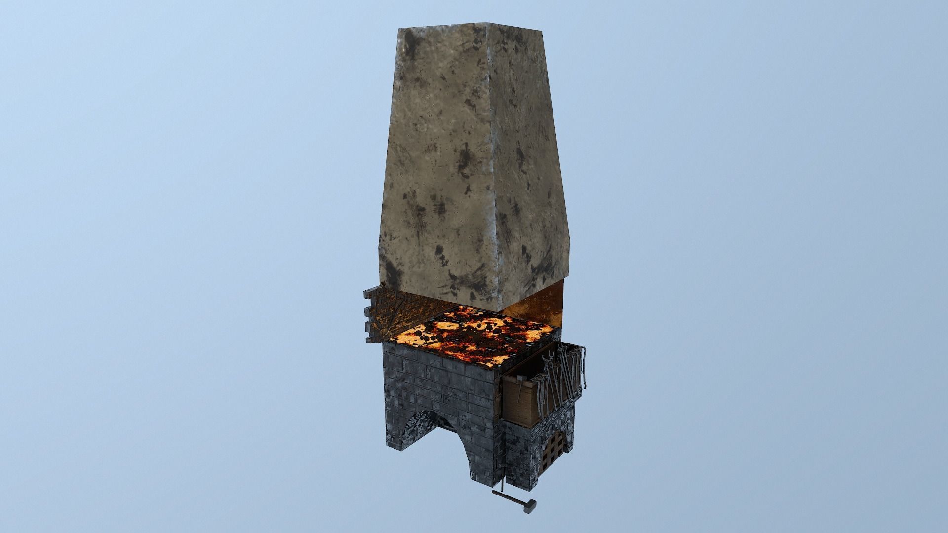 Forge chimney with fire in it Low-poly 3D model_11