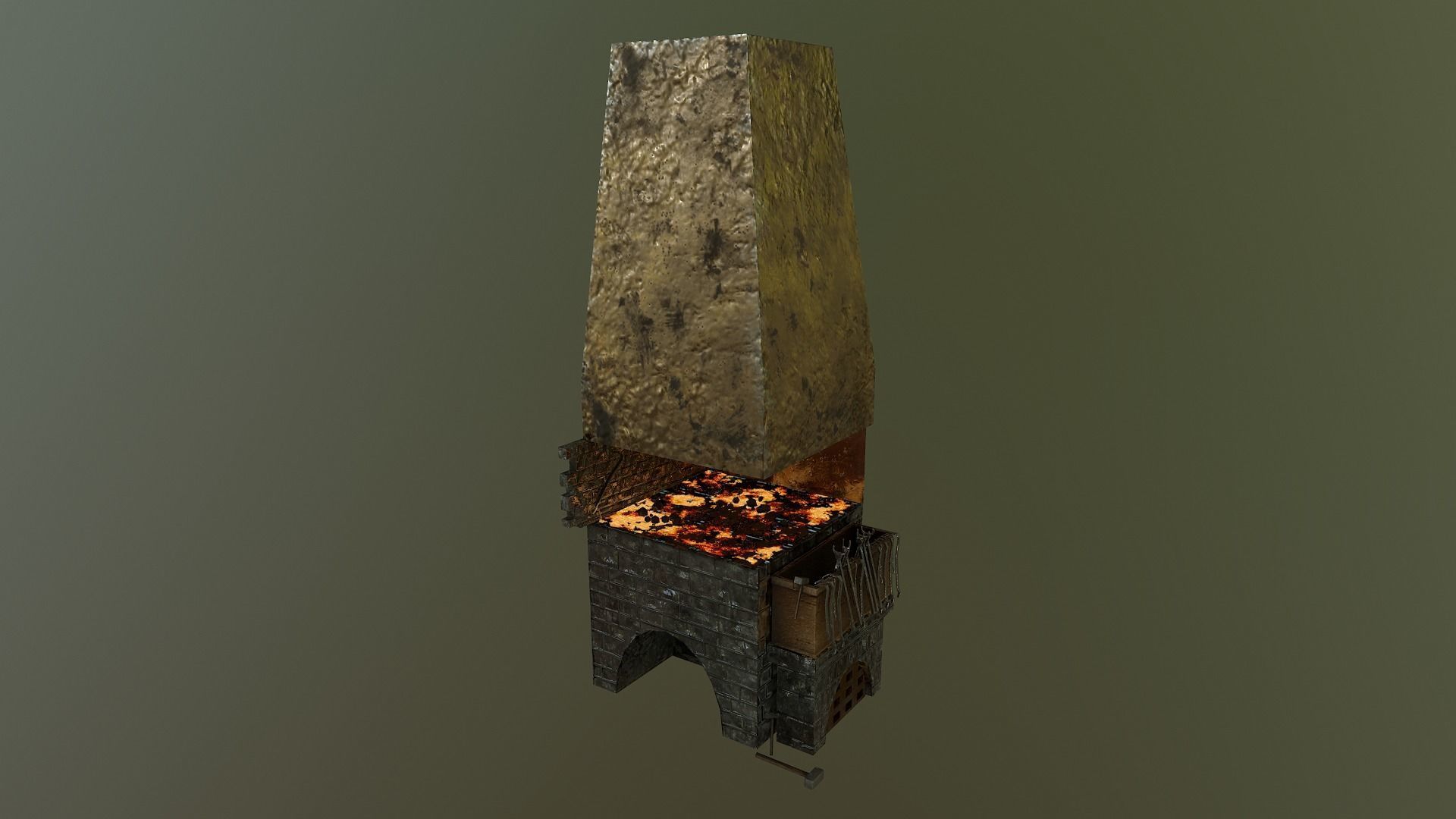 Forge chimney with fire in it Low-poly 3D model_14
