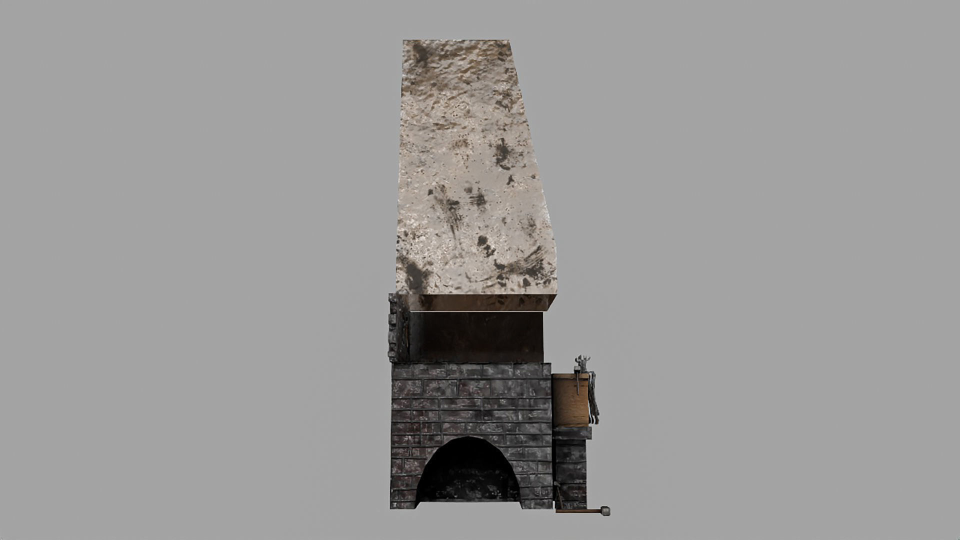 Forge chimney with fire in it Low-poly 3D model_2