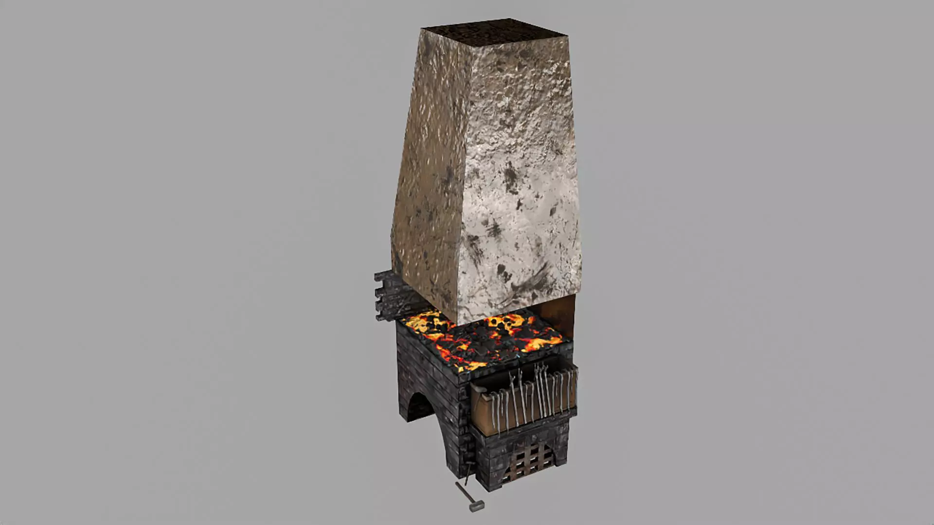 Forge chimney with fire in it Low-poly 3D model_0