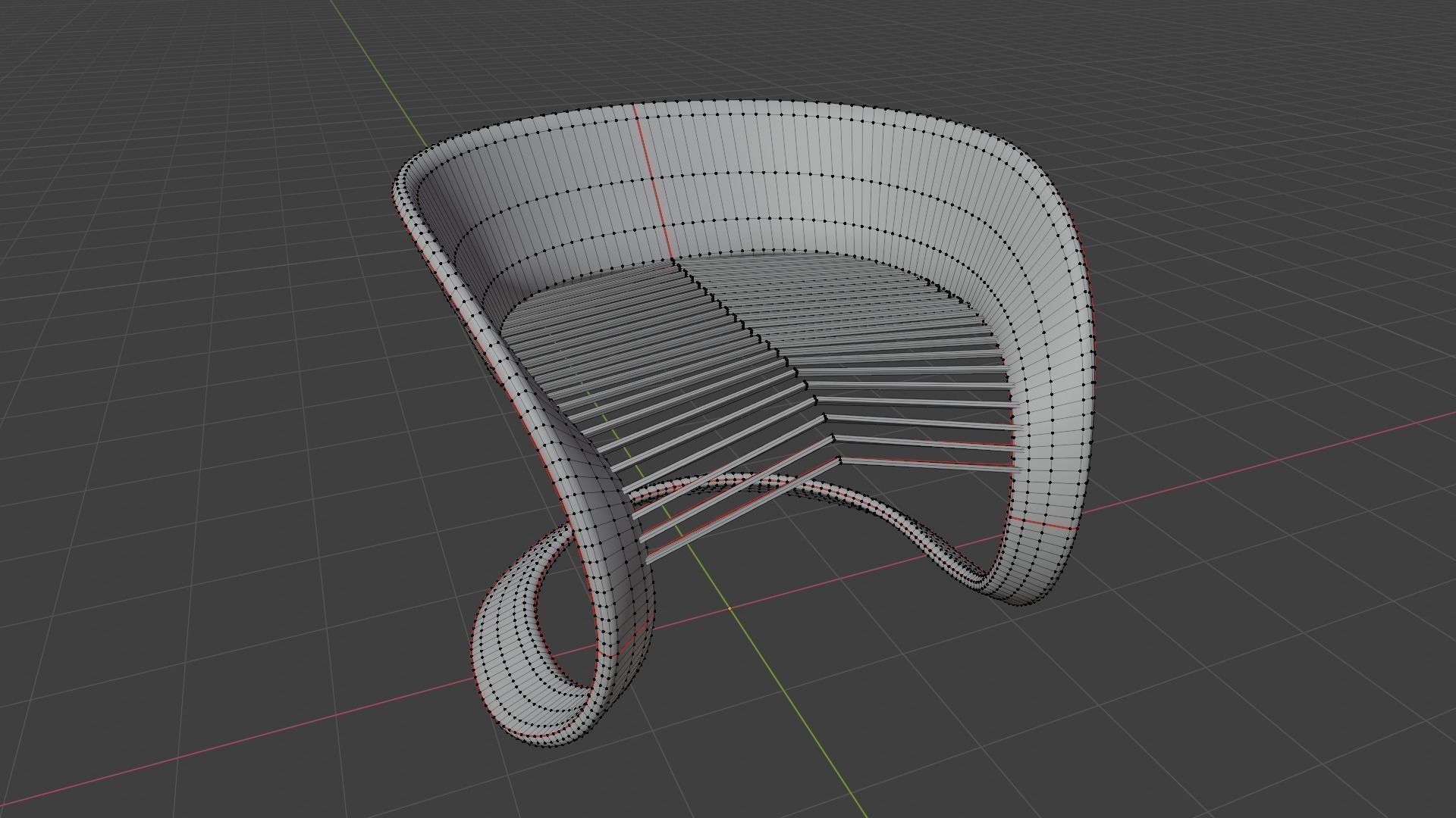 Chair 3 with curved back Low-poly 3D model_4