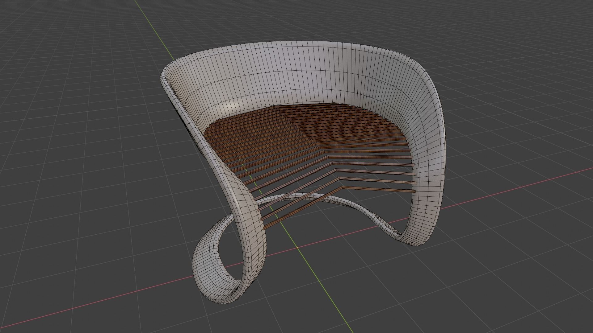 Chair 3 with curved back Low-poly 3D model_2
