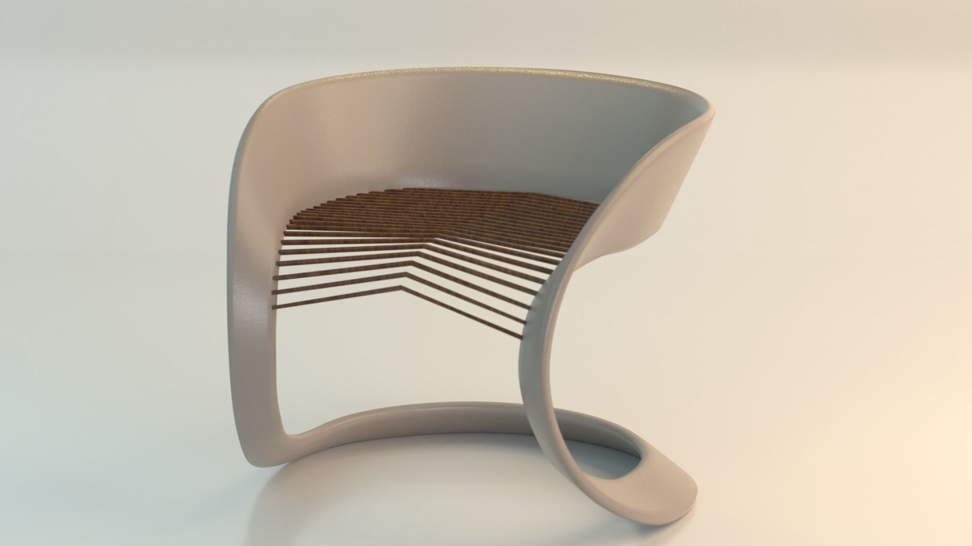 Chair 3 with curved back Low-poly 3D model_5
