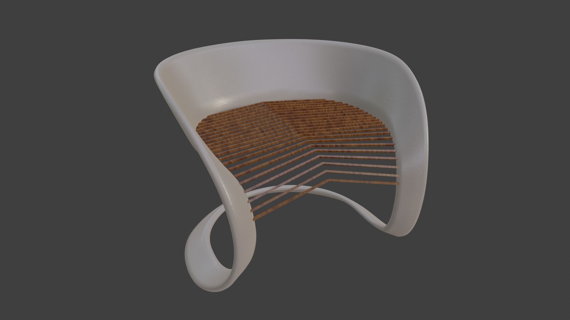 Chair 3 with curved back Low-poly 3D model_1
