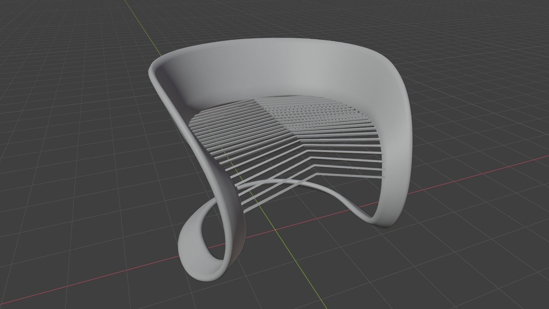 Chair 3 with curved back Low-poly 3D model_3