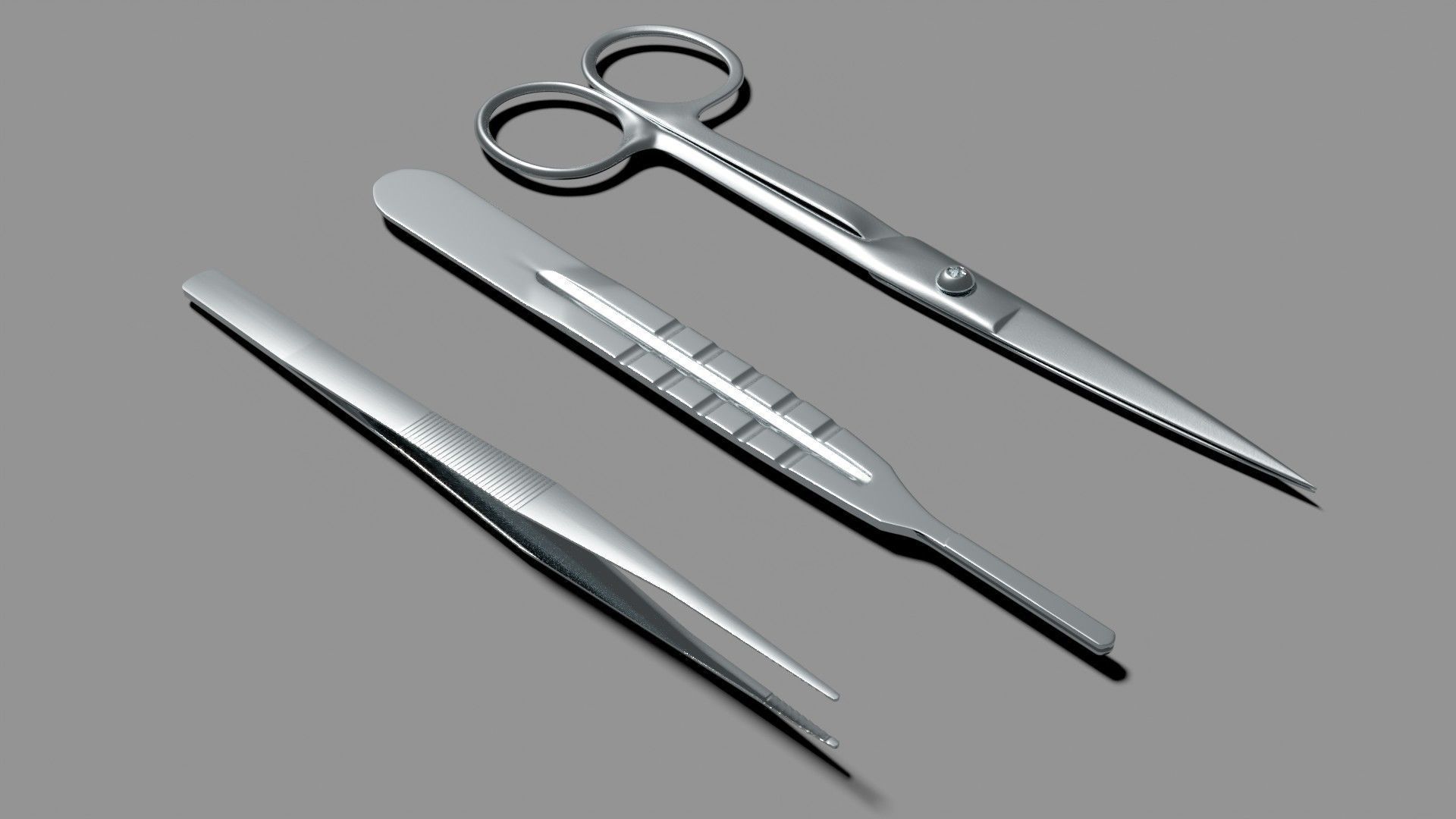 Surgery Tool Bistoury Scissor Forceps Low-poly 3D model_2