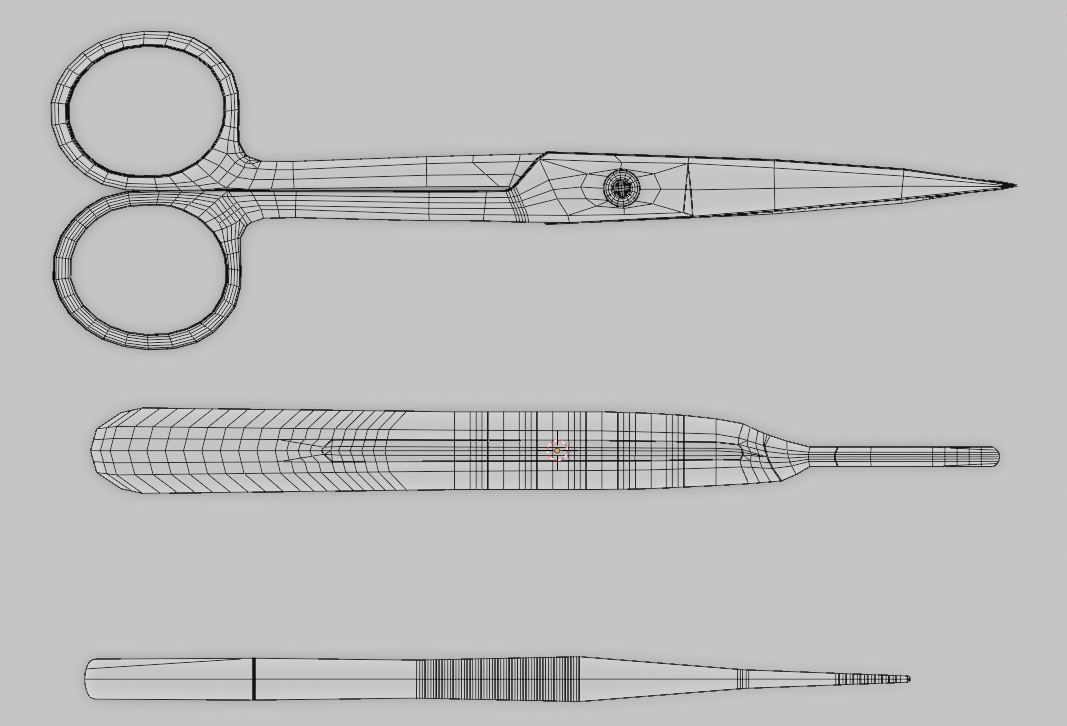 Surgery Tool Bistoury Scissor Forceps Low-poly 3D model_4