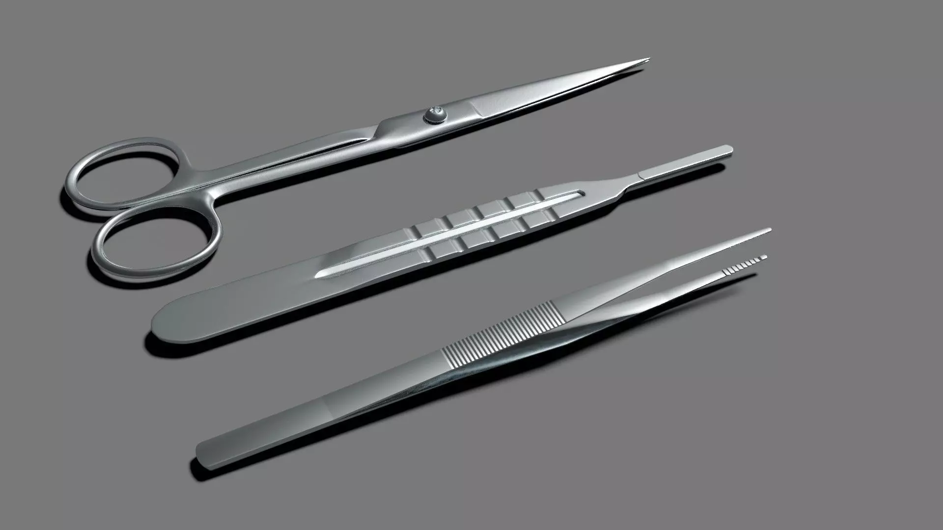 Surgery Tool Bistoury Scissor Forceps Low-poly 3D model_0