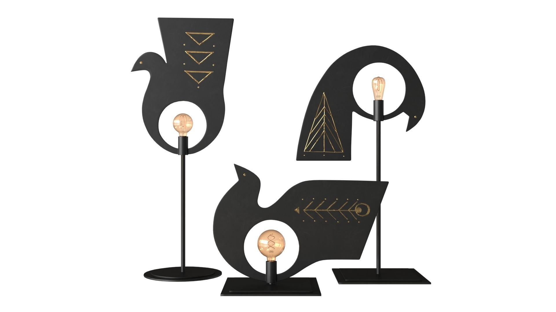 AV Metal Pavoncelle Trio Lamp 3D model_0