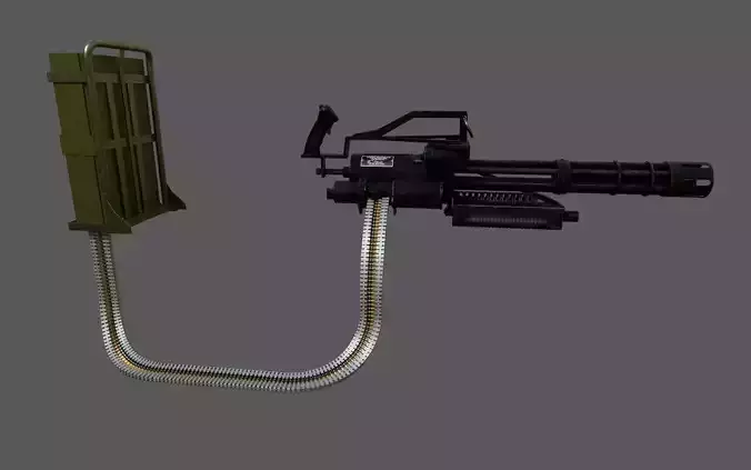 MINIGUN  M134 with ammunition backpack Low-poly 3D model