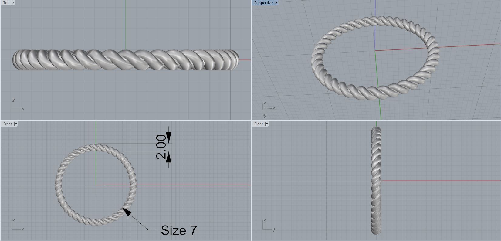 rope ring 3D print model_2