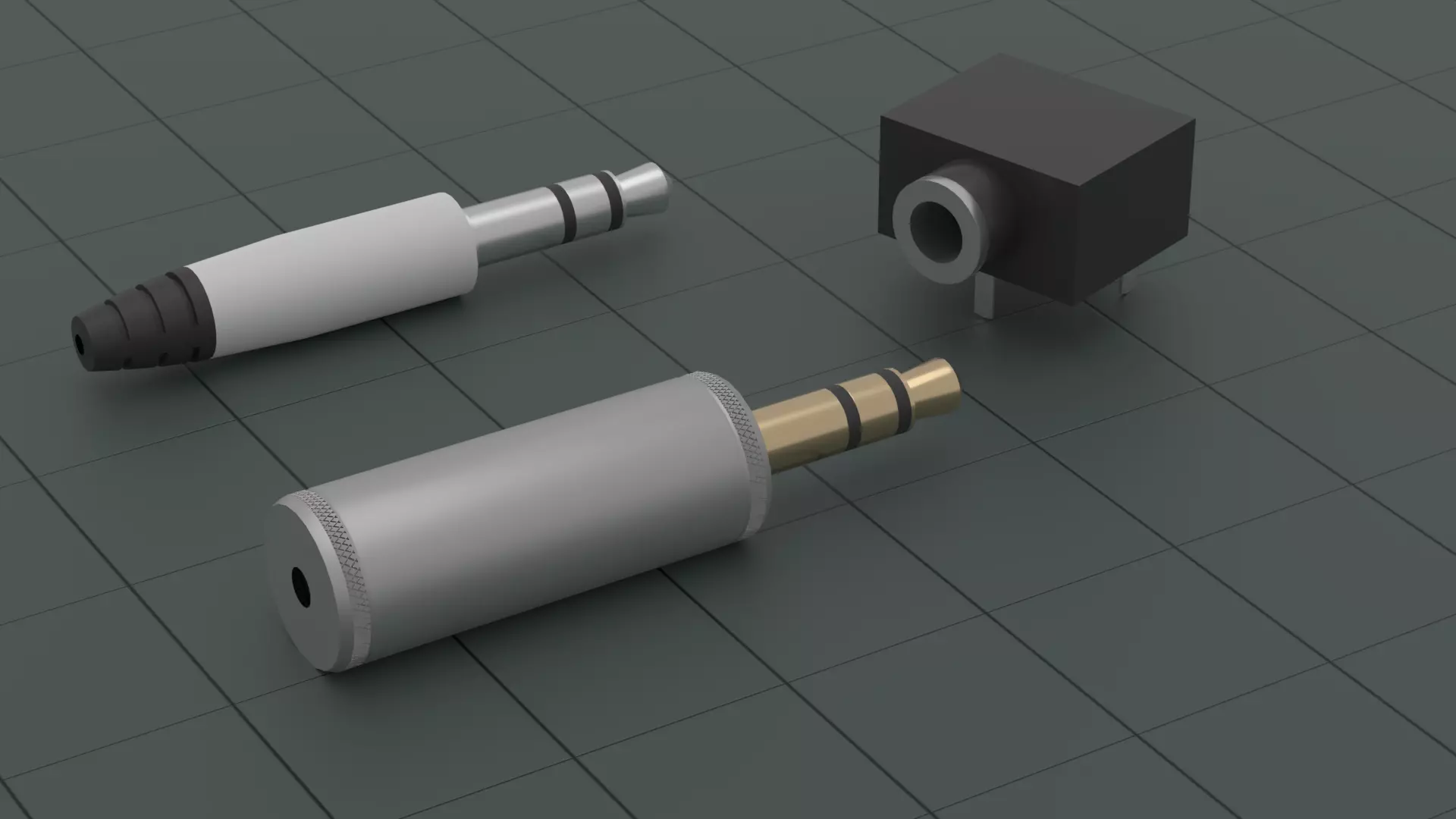 3D model Stereo Mini Plugs and Jack Audio Cable Connector Set VR / AR ...