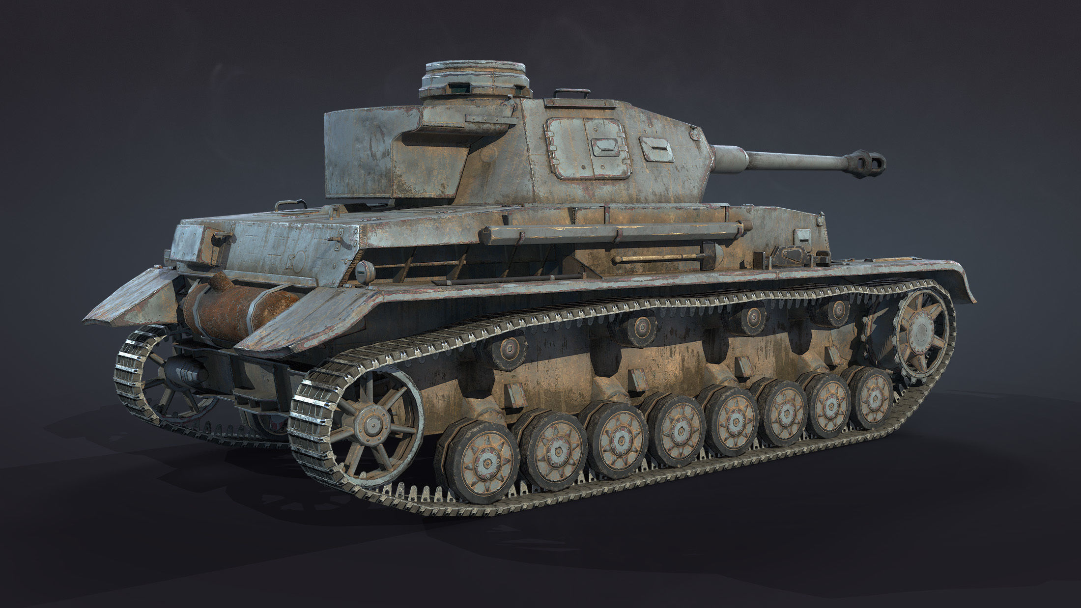 Pz Kpfw IV Tank Low-Poly Low-poly 3D model_3