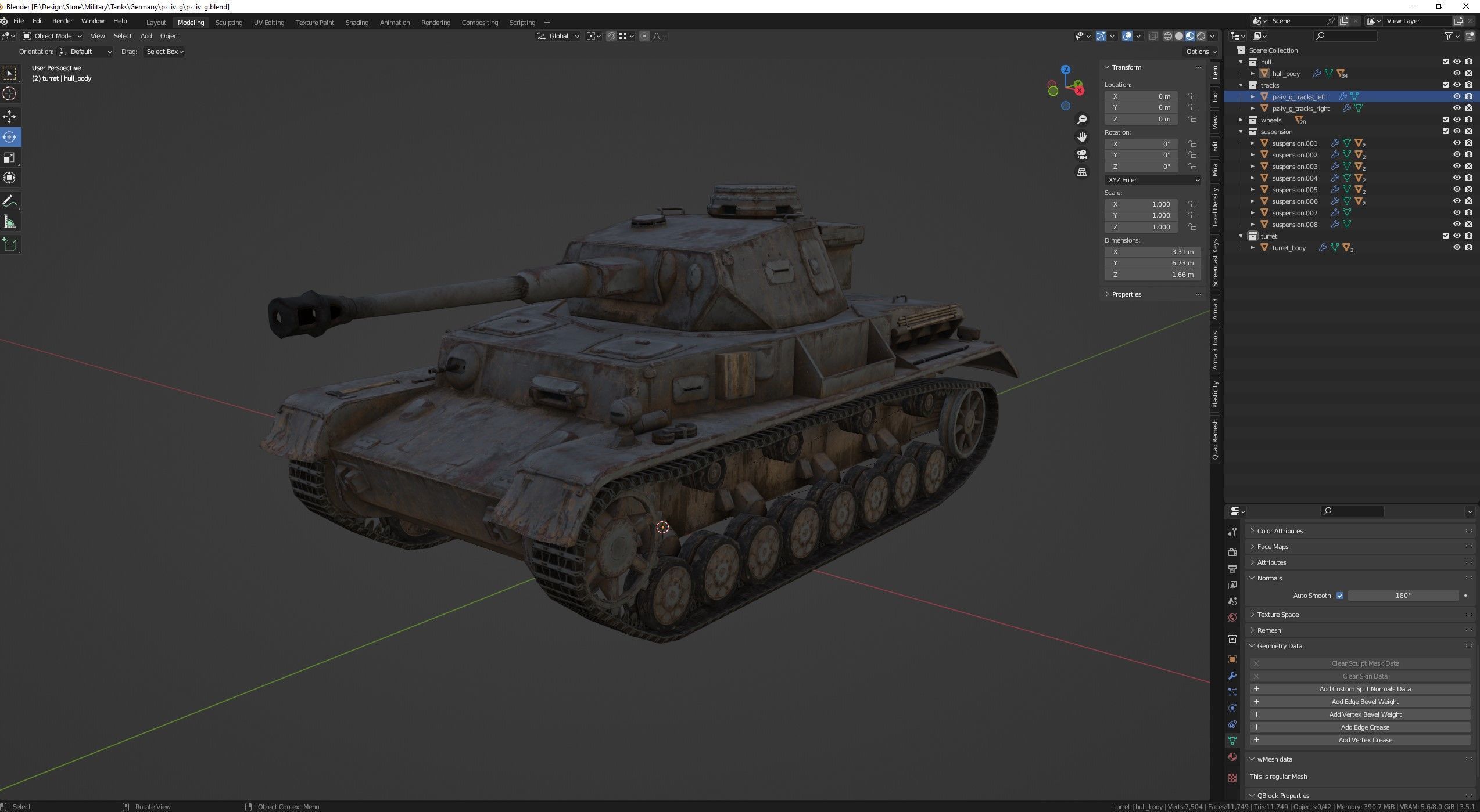 Pz Kpfw IV Tank Low-Poly Low-poly 3D model_13
