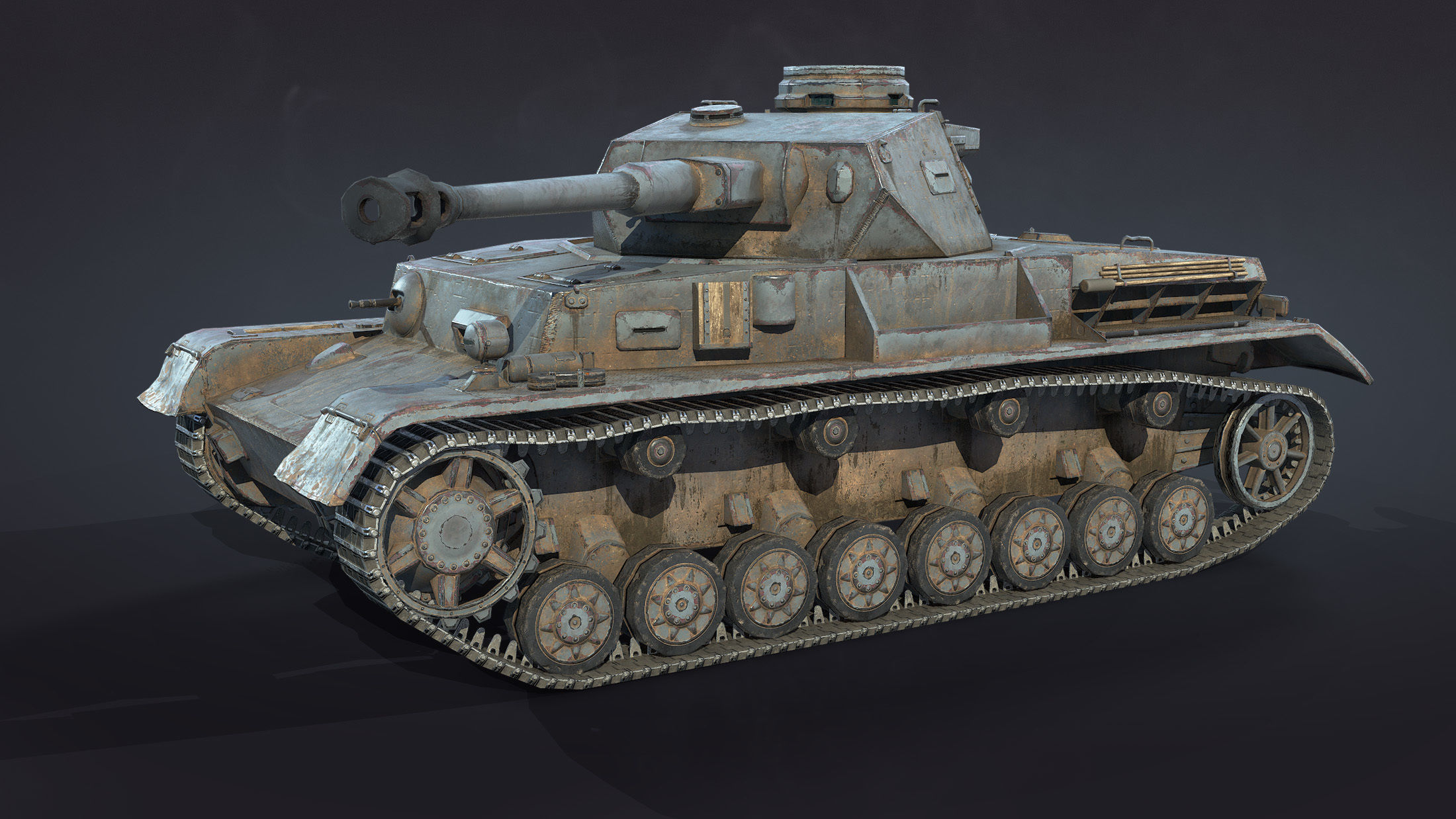 Pz Kpfw IV Tank Low-Poly Low-poly 3D model_1