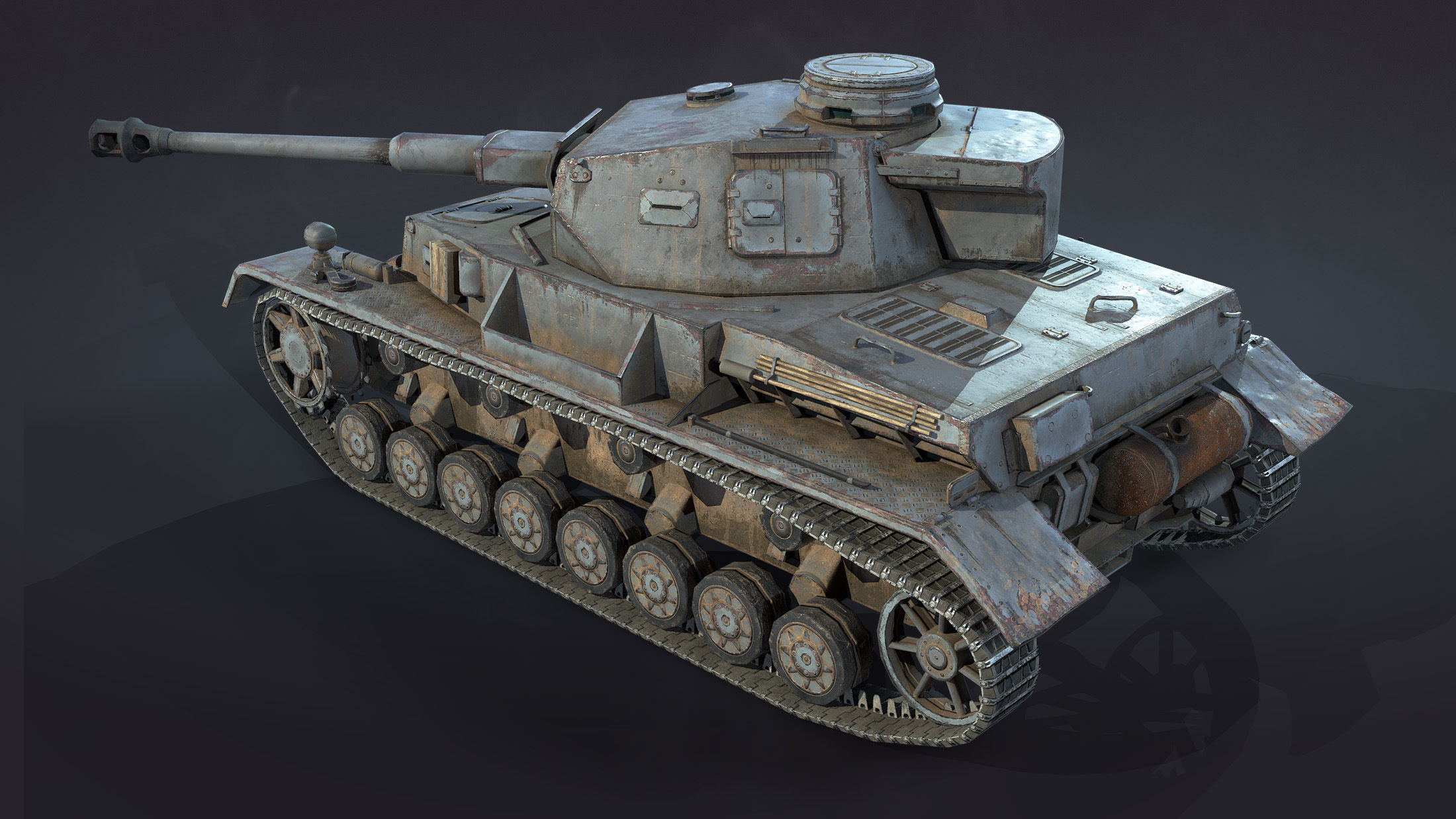 Pz Kpfw IV Tank Low-Poly Low-poly 3D model_2