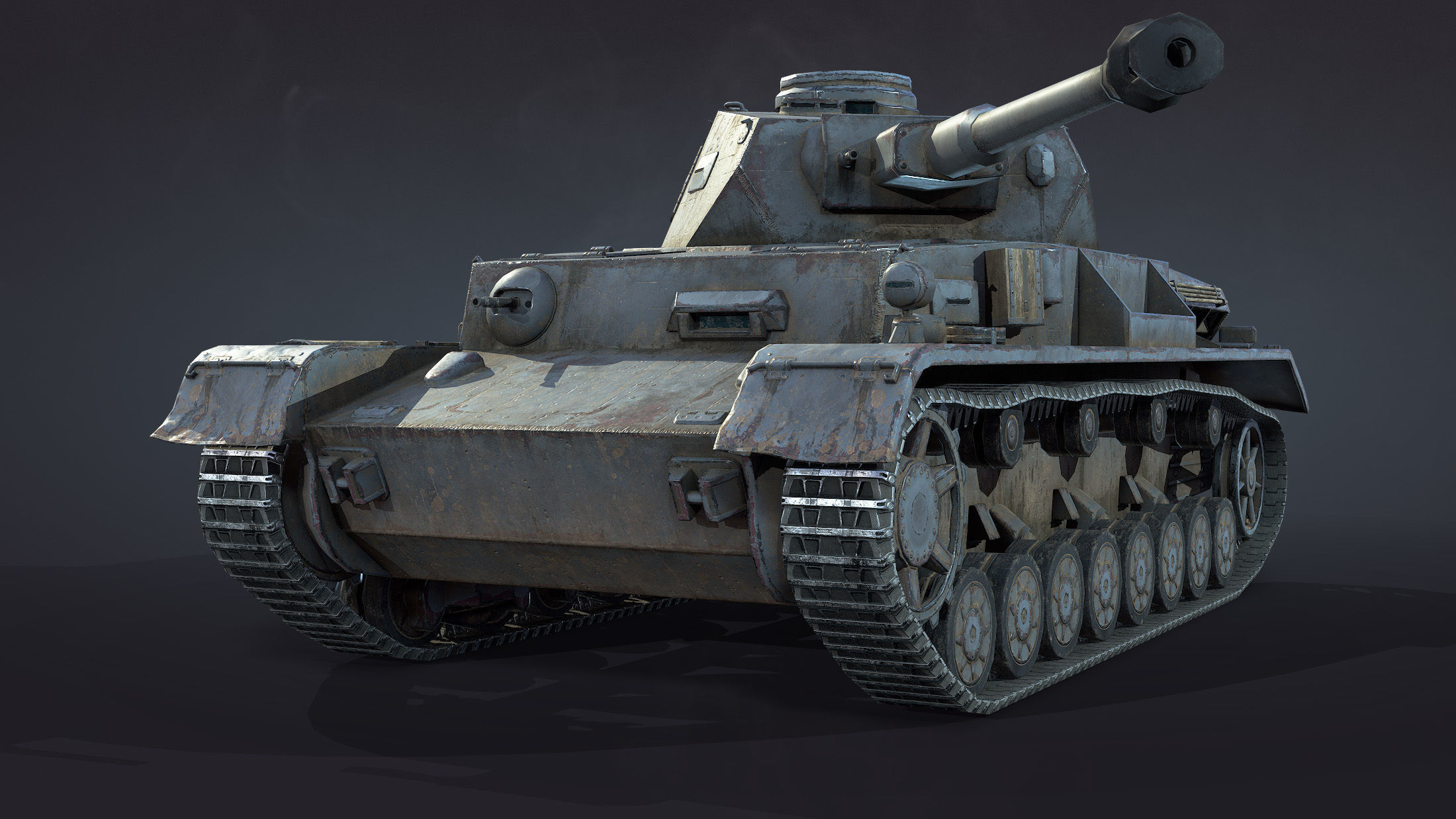 Pz Kpfw IV Tank Low-Poly Low-poly 3D model_6