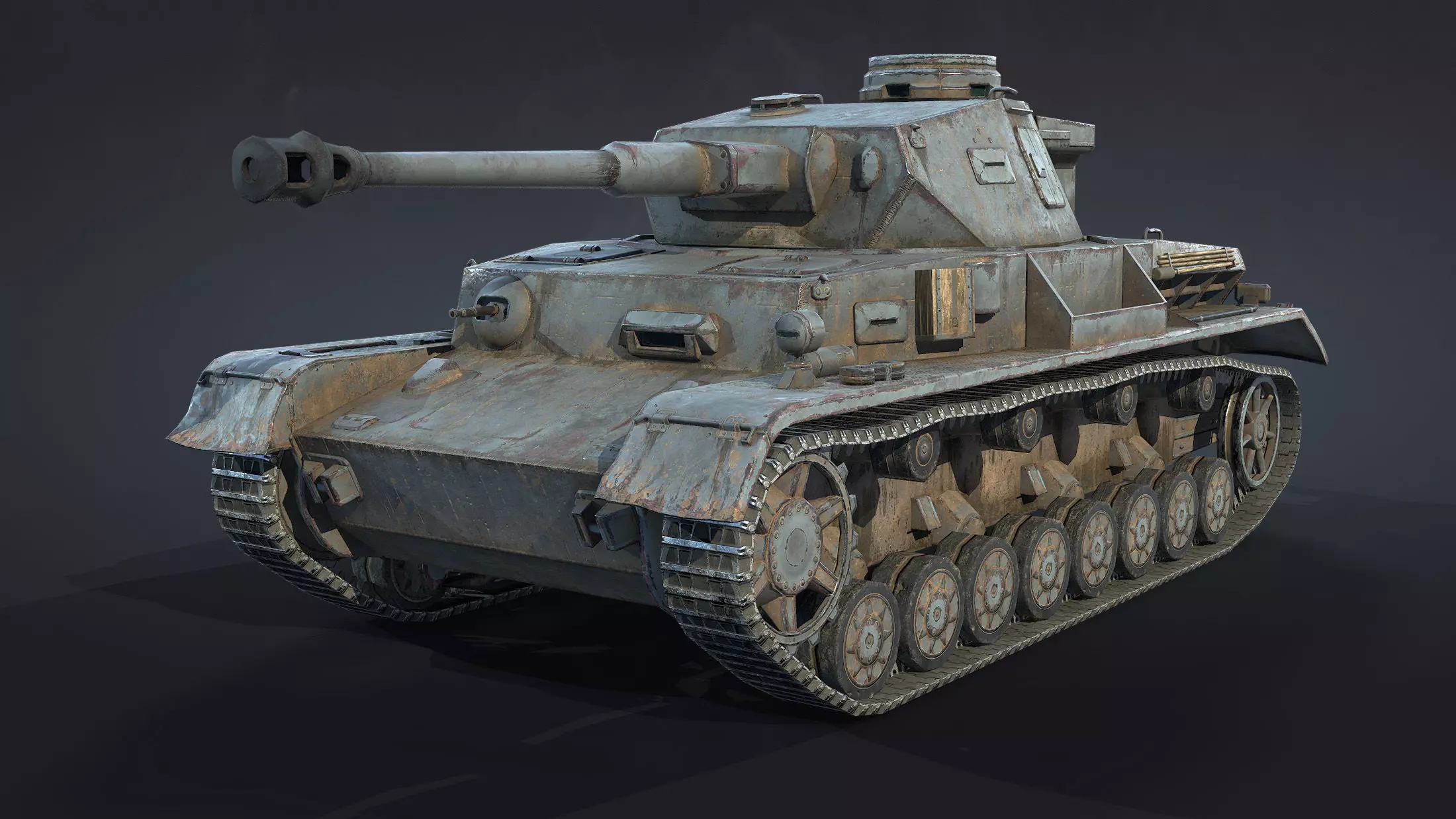 Pz Kpfw IV Tank Low-Poly Low-poly 3D model_0