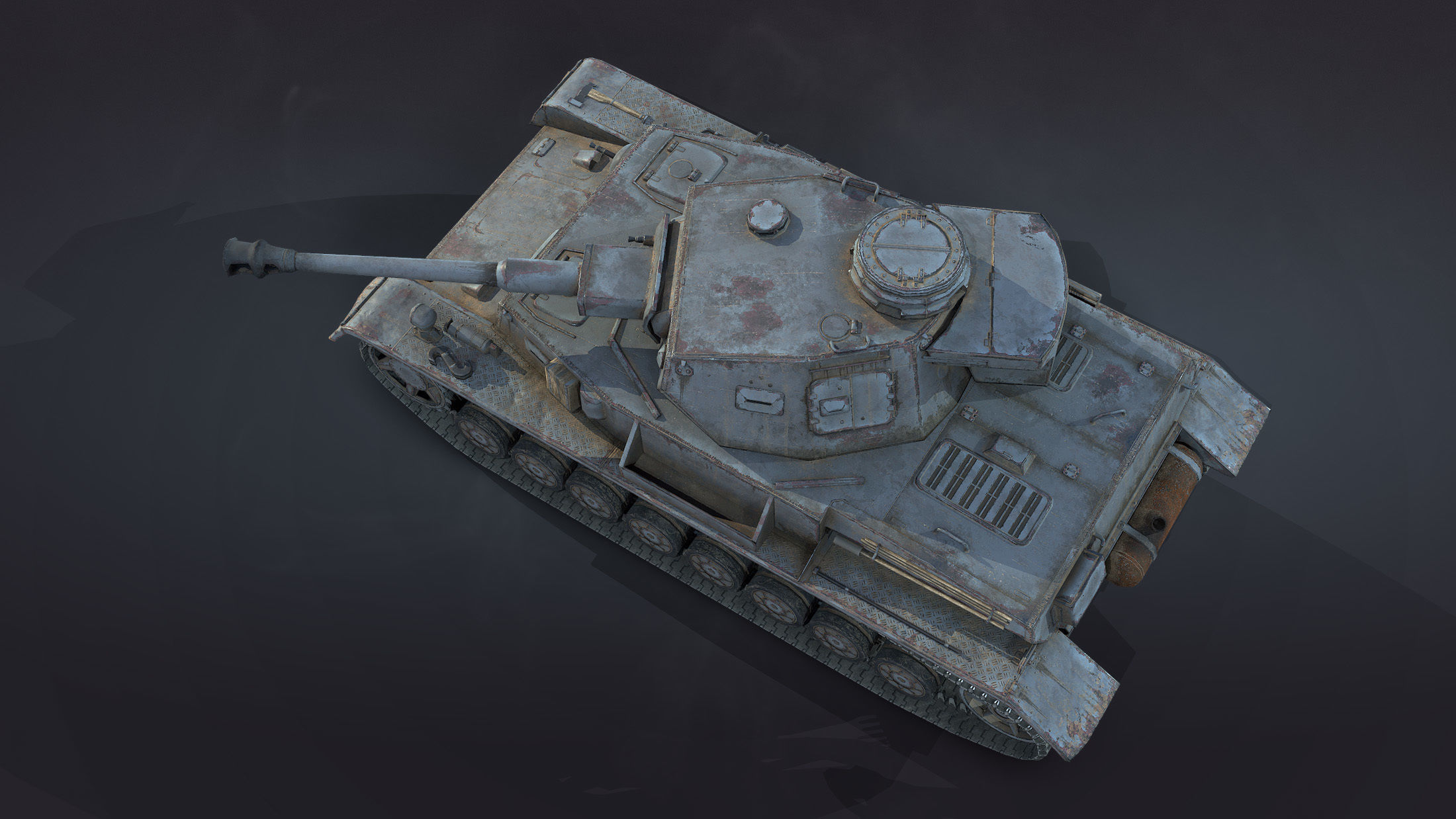 Pz Kpfw IV Tank Low-Poly Low-poly 3D model_7