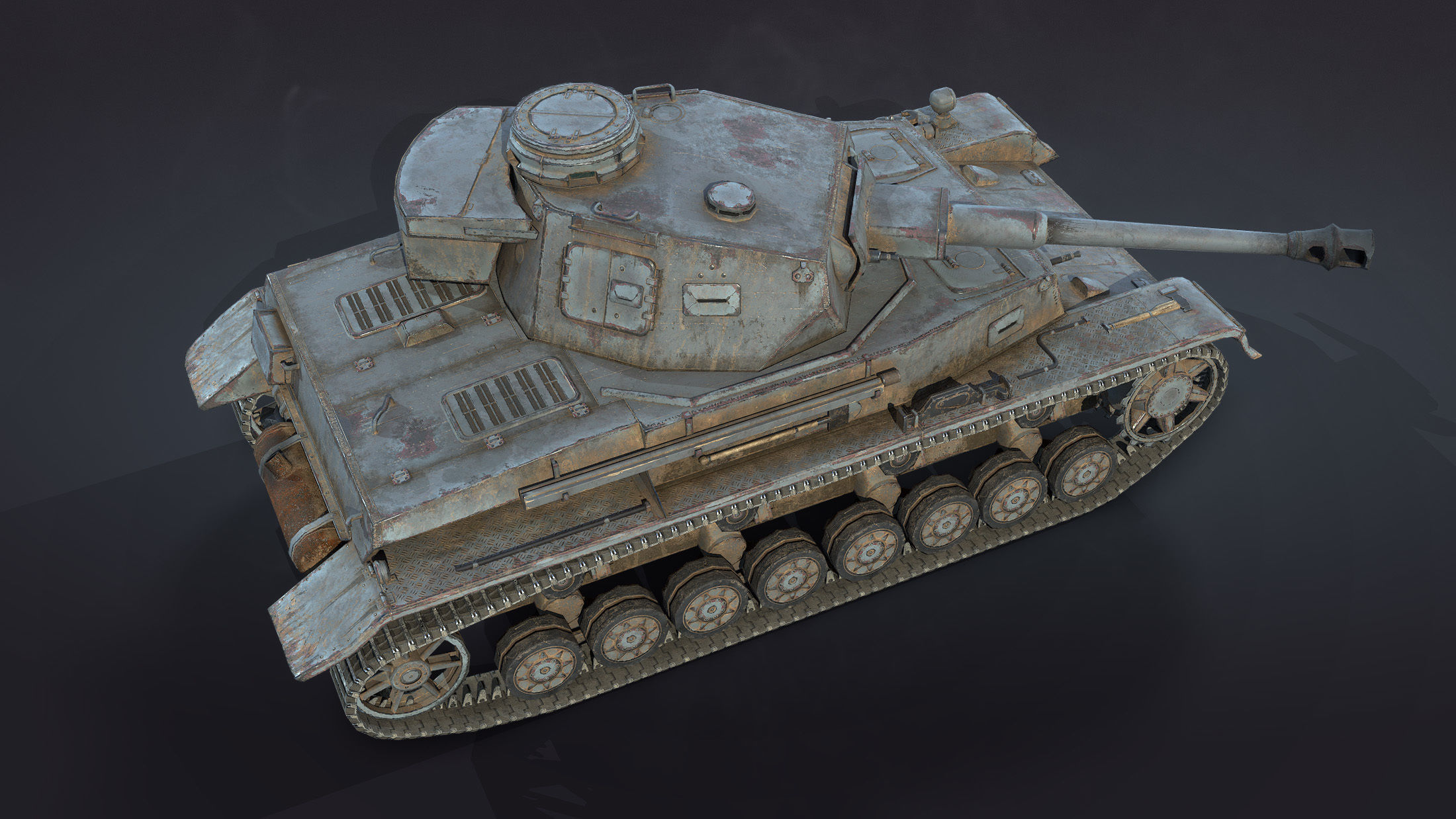 Pz Kpfw IV Tank Low-Poly Low-poly 3D model_4
