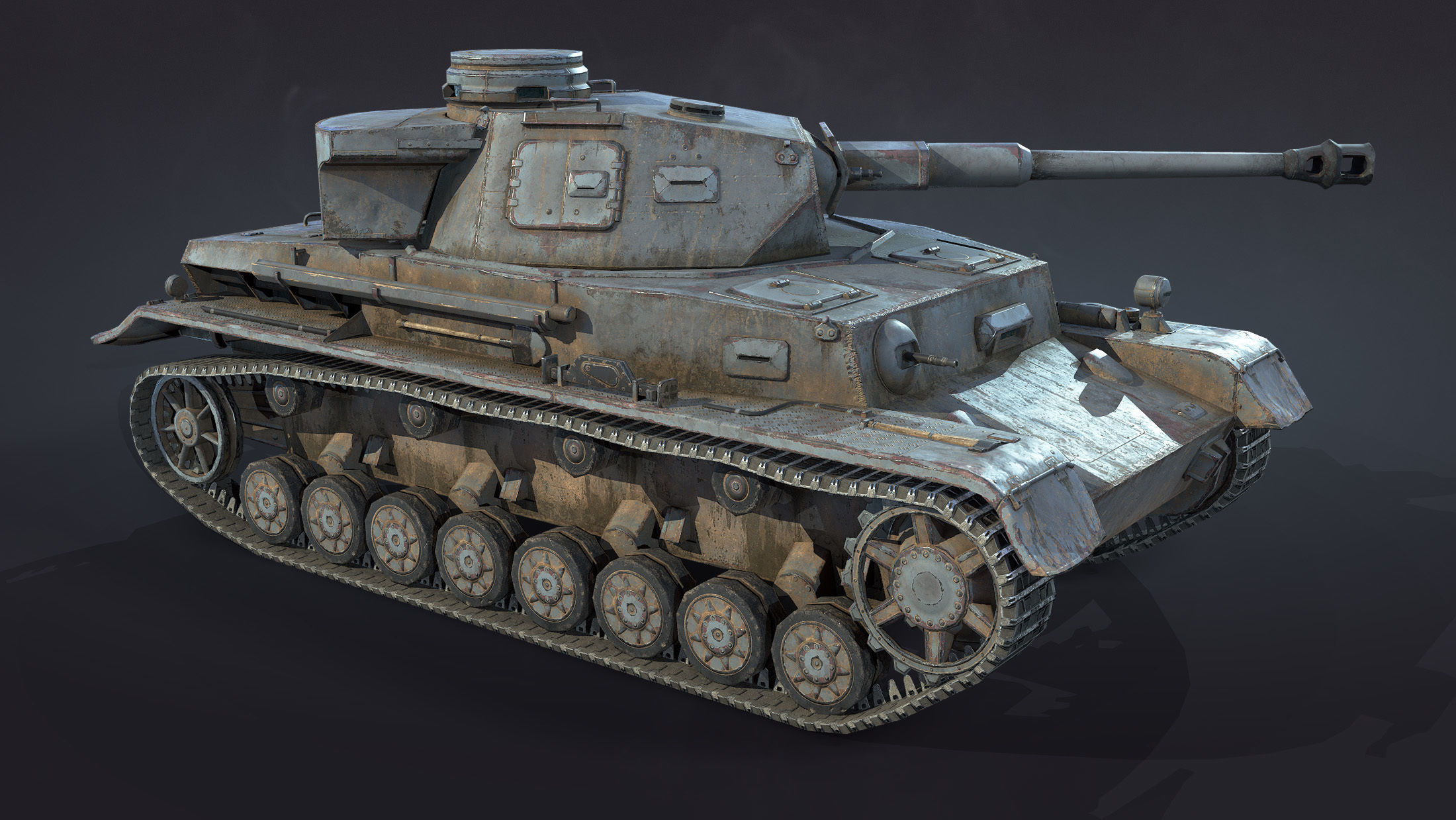 Pz Kpfw IV Tank Low-Poly Low-poly 3D model_5