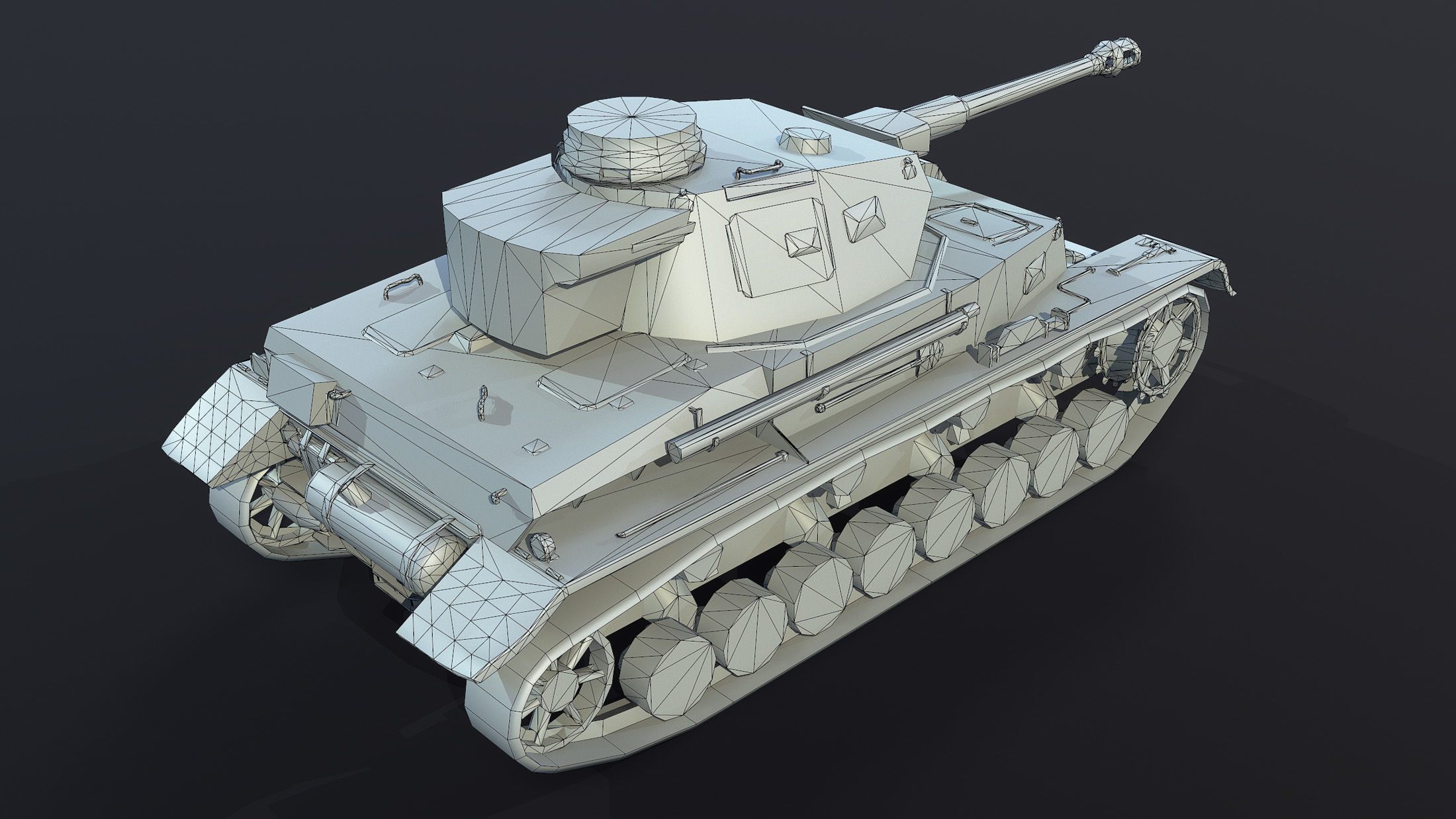 Pz Kpfw IV Tank Low-Poly Low-poly 3D model_9