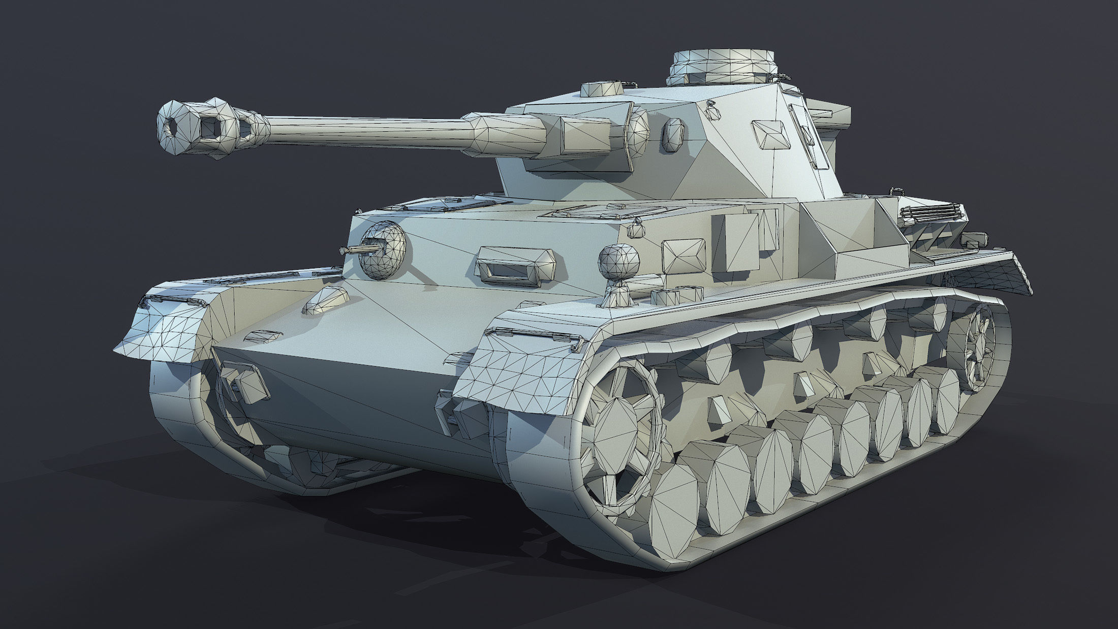 Pz Kpfw IV Tank Low-Poly Low-poly 3D model_8