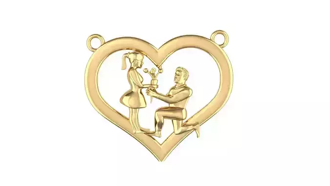 Love Heart Pendant - Boy Propose A Girl