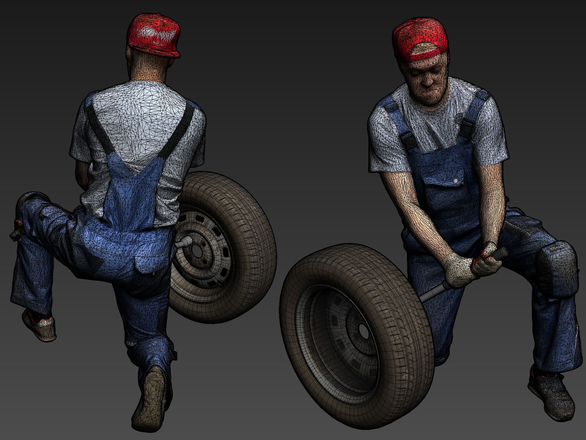 Stylized Car Mechanic Character 3D model_9