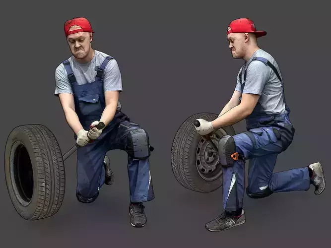 Stylized Car Mechanic Character 3D model