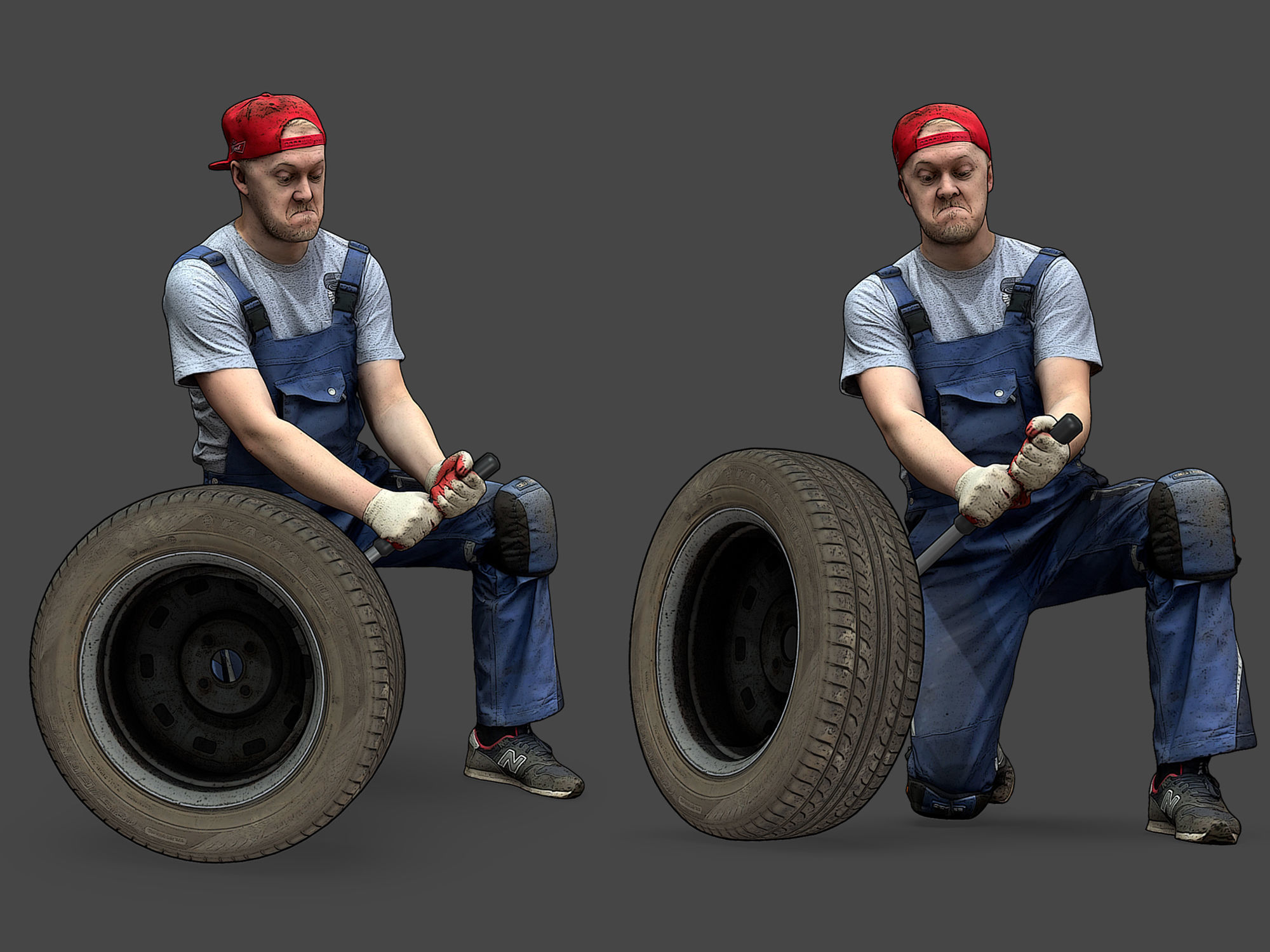 Stylized Car Mechanic Character 3D model_6